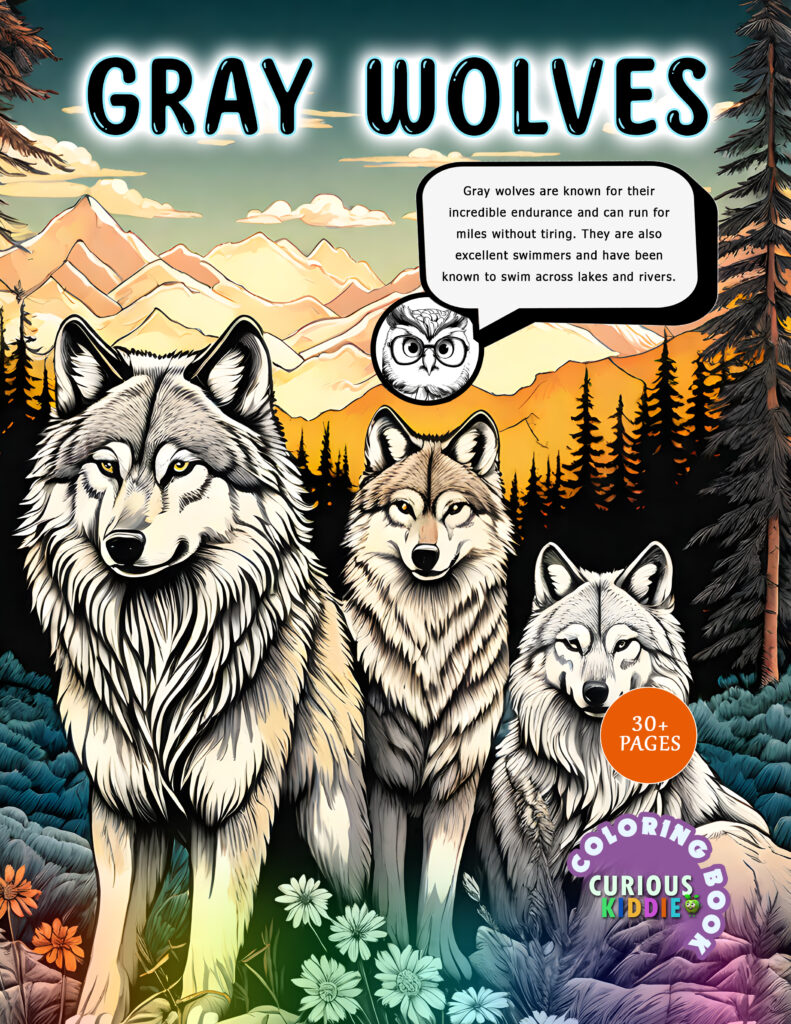 Gray Wolves Coloring Book Cover Curiouskiddie.com [cover]