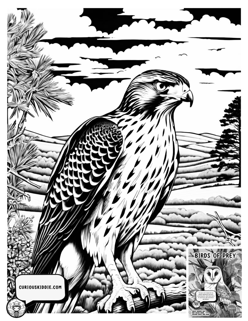 Cooper's Hawk Birds animals coloring page. Animals Coloring Pages. Printable Downloads: Free Animal Coloring Pages